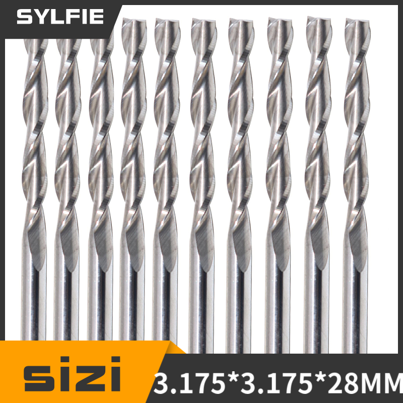 Woodworking Nc - 10pcs Double Flute Spiral Cutter 3.175x25mm