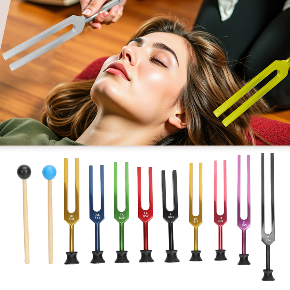 Woodworking Therapy - 9PCS Unweighted Tuning Fork Set Multi-Color