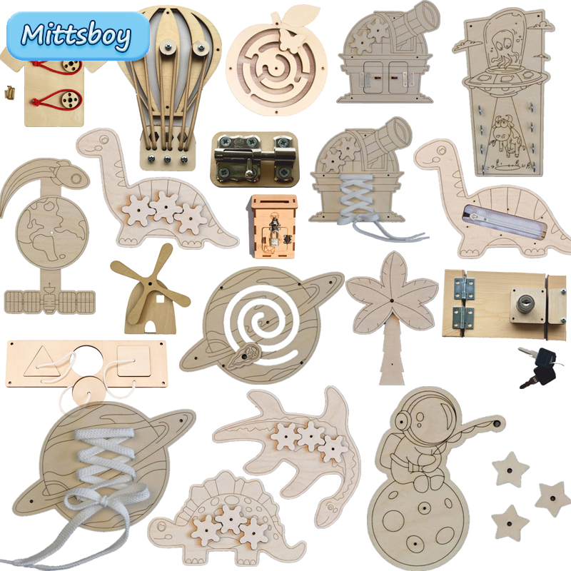 Woodworking Usa - Montessori Busy Board Accessories Wooden Toys