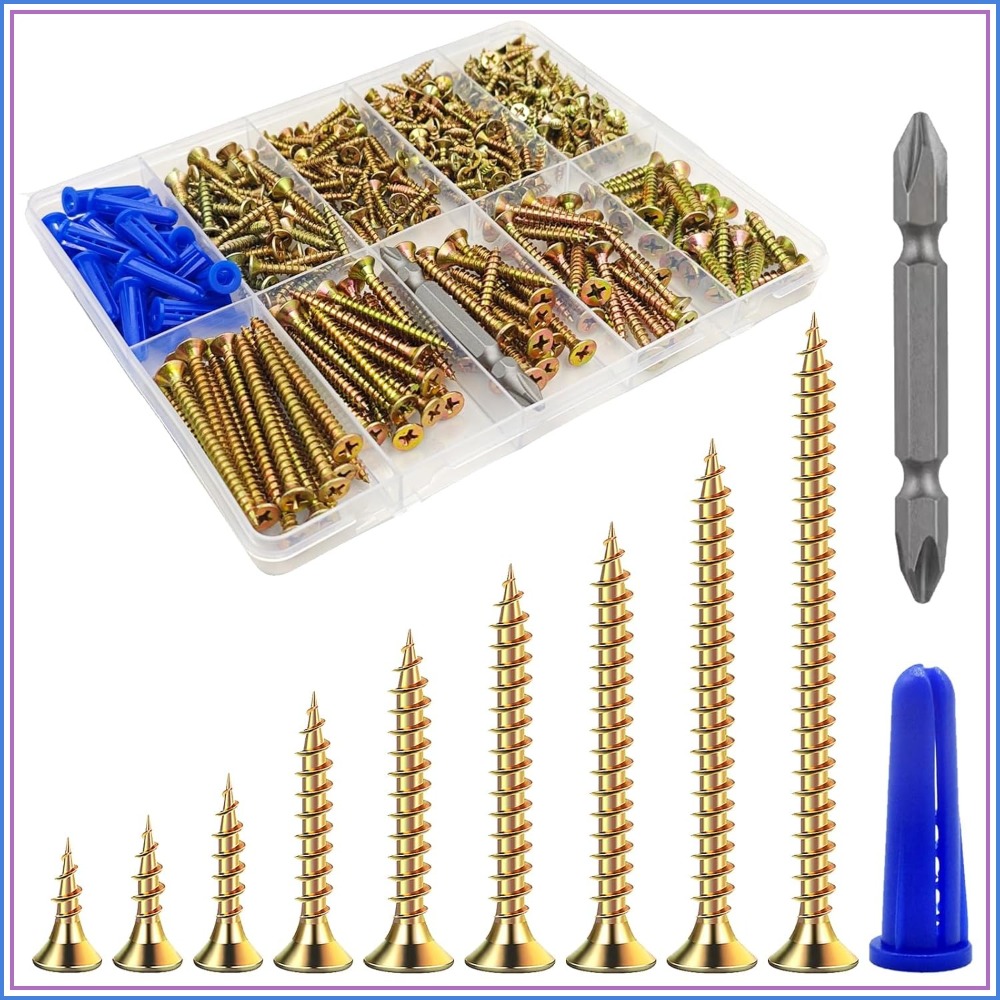 Woodworking Images Free - 385PCS Flat Head Wood Screws Assortment